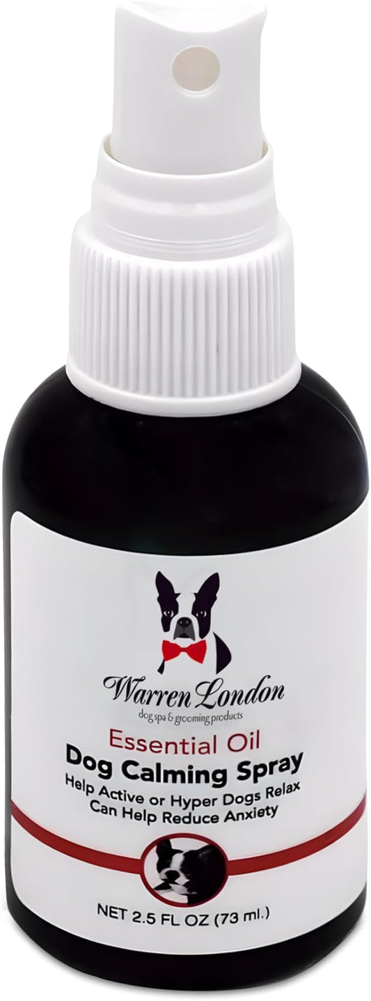 Warren London Calming Aromatherapy Spray for Dogs – 2.5 oz Essential-Oil Blend (Lavender, Vetiver, Clary Sage & Sweet Orange) | Fast-Acting Anxiety Relief for Fireworks, Storms, Grooming | Made in USA