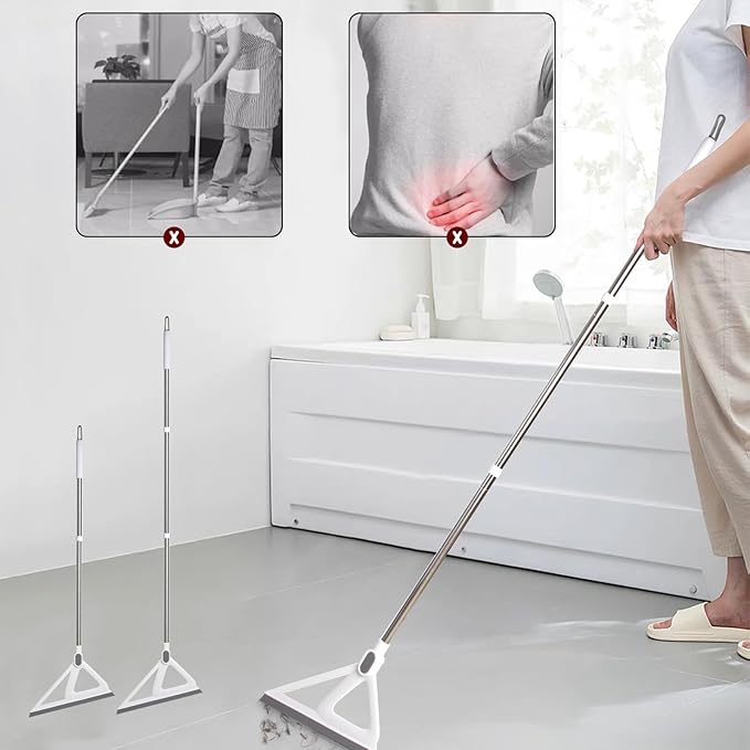 XXFLOWER Multifunction Silicone Broom，Squeegee Broom Sweeping Water and Pet Hair，Rubber Magic Broom Sweeper for Floor Bathroom Kitchen Shower，Rugs，Glass Windows（White）