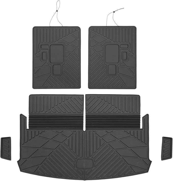powoq 6&7 Seats Cargo Mat Compatible with 2021-2026 Jeep Grand Cherokee L Cargo Liner TPE Backrest Trunk Liner Replacement for 2021-2026 Jeep Grand Cherokee L Accessories (Trunk Mat+Backrest Mats)