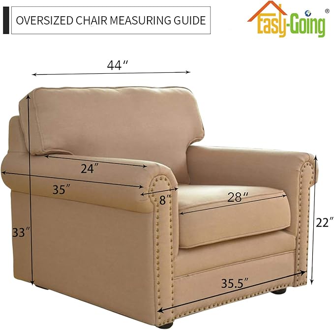 Easy-Going Stretch Oversized Chair Sofa Slipcover 1-Piece Couch Sofa Cover Furniture Protector Soft with Elastic Bottom for Kids Spandex Jacquard Fabric Small Checks Greyish Green