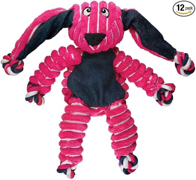 KONG Floppy Knots - Durable No‑Stuffing Squeaky Rope & Plush Dog Toy - for Teething, Playing (Bunny, Small/Medium)