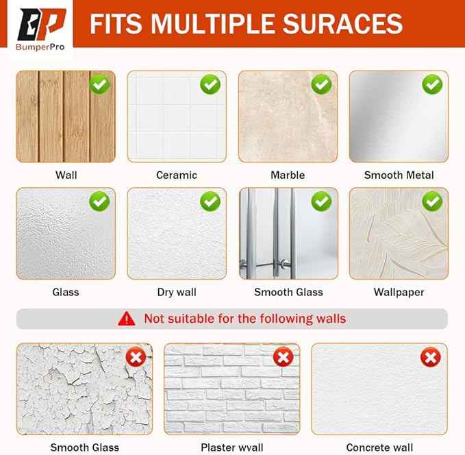 6-Pack Door Stoppers Wall Protector, 2" Self Adhesive Door Bumpers for Wall, Clear Rubber Door Knob Wall Protector, Door Stop Wall, Silicone Door Handle Stoppers for Home & Office