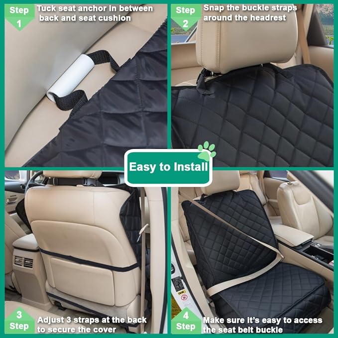 HAPYFOST Waterproof Front Seat Cover Dog Car Seat Covers Nonslip and Full Protection with Side Flaps Fits Most Cars, Trucks, SUVs(Black, 2Pack)