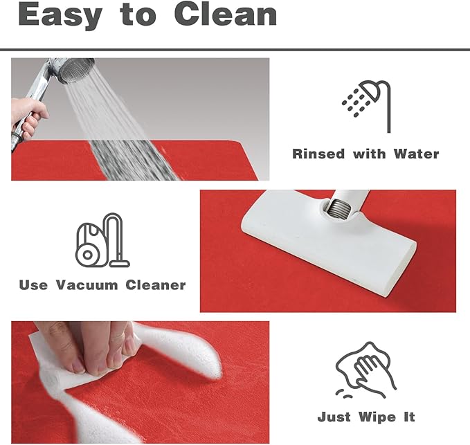 Toilet Rug, Thin Toilet Rugs U Shaped Washable Non Slip Absorbent Quick Dry Low Pile Toilet Mat, 20"x24" U Shape Red