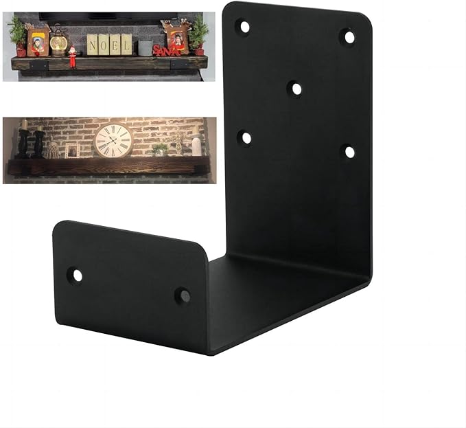 Heavy Duty Mantel Brackets，Floating Shelf Fireplace Bracket，U-Shaped Beam-Style Mantel Support(2 Packs). (6x6x4)