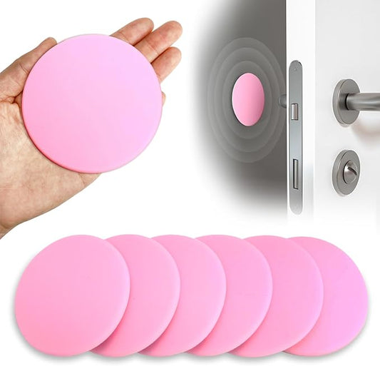 3.15" Large Wall Door Handle Stopper, 8PCS Pink Self Adhesive Wall Protector Rubber Door Bumpers, Solution for Stopping Damage from Doors Knobs, Shock Absorbent and Noise Reduction