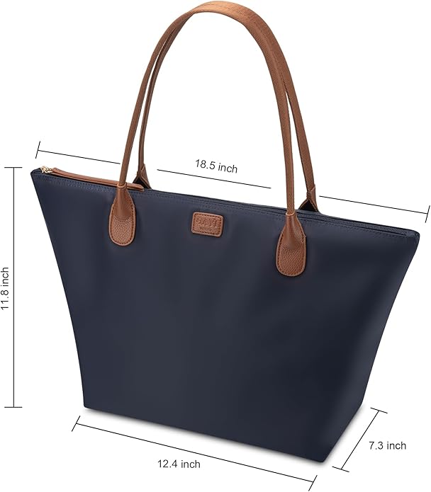 Nylon Tote Bag for Women, Large Foldable Weekend Hobo Purses for Women, Shoulder Tote Handbags with Zipper | Nylon, Large, Foldable, Weekend, Tote, with Zipper