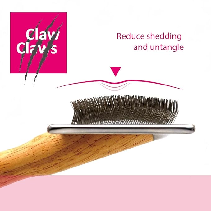 Claw Claws Pet Slicker Brush for Large Dogs, Wooden Handle with Stainless Steel Soft Pins, Gently Remove Tangled, Loose Undercoat and Mats Hair, Pet Grooming Brush Tool (8"), Wool Needle Felting Brush