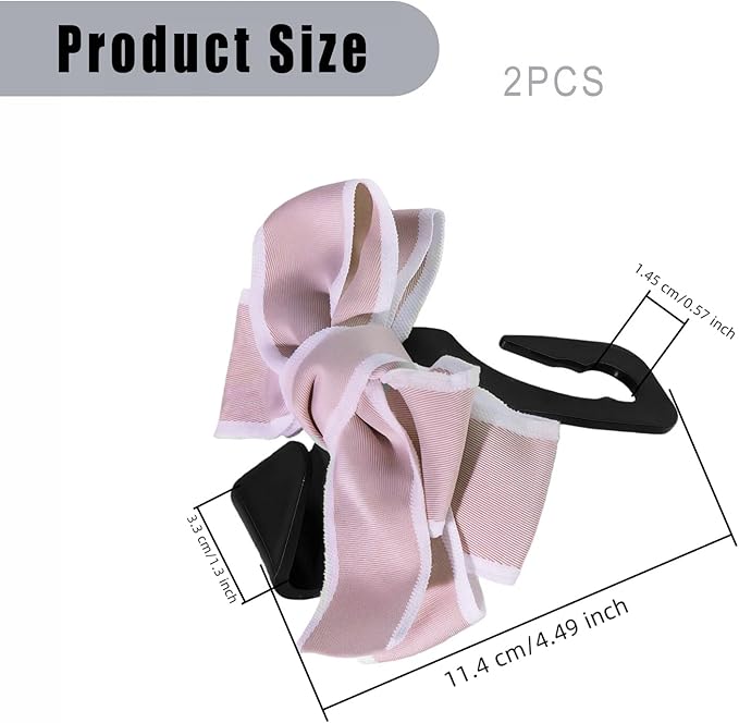 2 PCS Car Seat Headrest Hooks, Cute Bow Purse Hook Hanger for Car Headrest, Universal Purse Holder for Umbrella, Storage Bag, Coat (Pink)