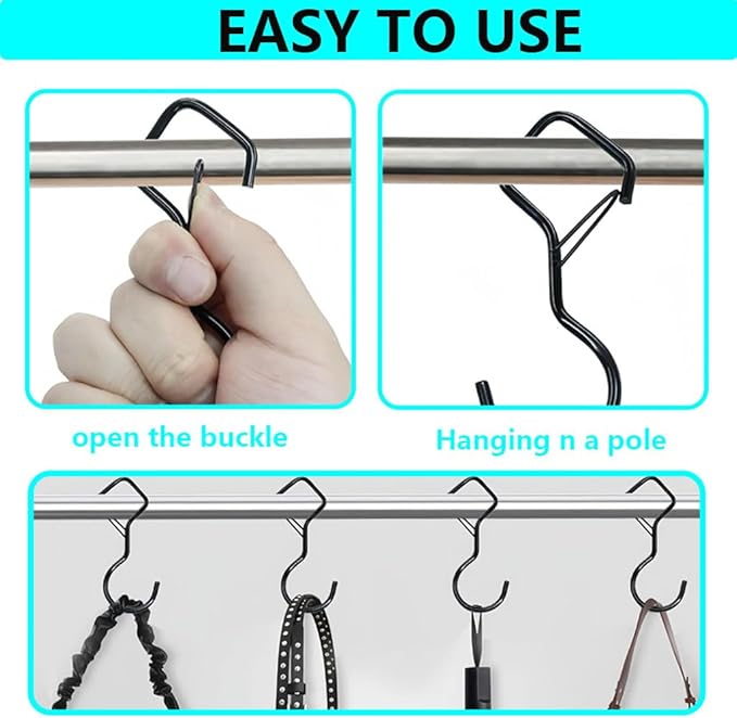 Keoferlon Diamond Hooks Anti Drop 12 Pack S Utility Hooks Black Closet Hanging Clips Hanger for Shelves Purse Backpack