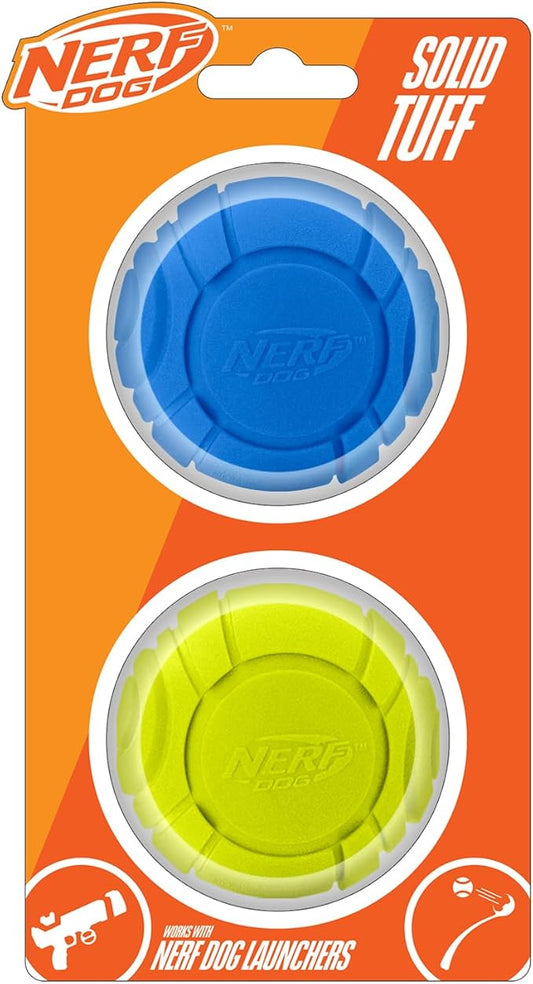 Nerf Dog Sonic Ball Dog Toys, Lightweight, Durable and Water Resistant, 2.5 Inches, for Small/Medium/Large Breeds, Two Pack, Green and Orange