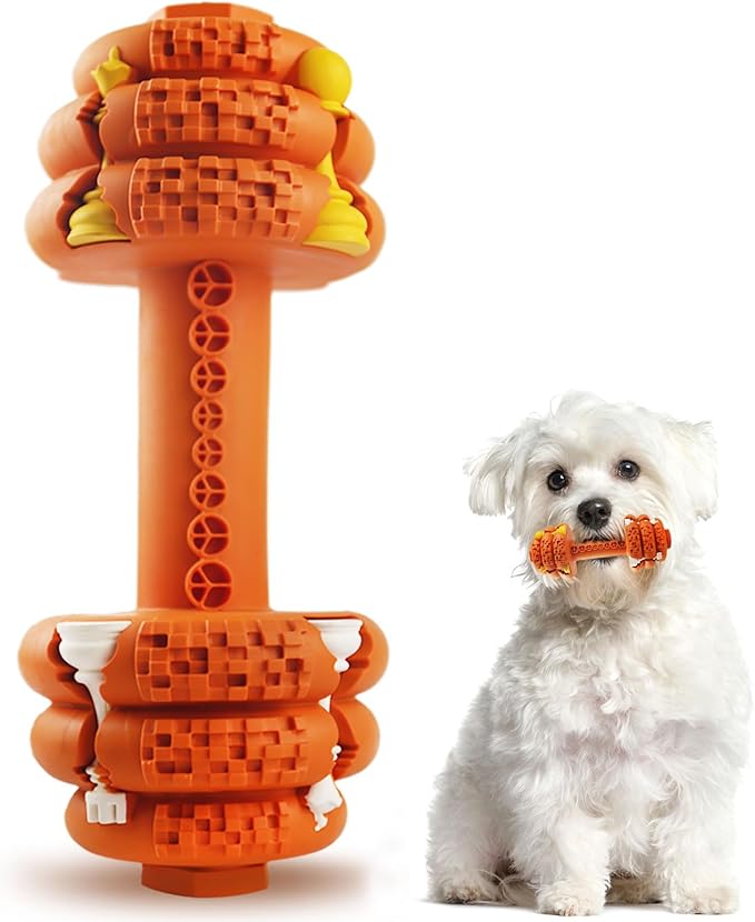 Hswaye Dog Chew Toys for Aggressive Chewers,Food Grade Non-Toxic Dental Pet Toy,Tough Durable Indestructible Dog Toys for XSmall Dogs.Orange（5IB-8IB）