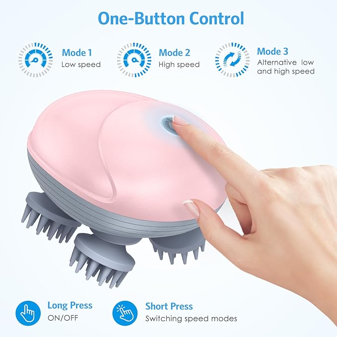 Upgraded Handheld Cat Massager Dog, Electric Pet Massager for Christmas Gifts, with 4 Massage Heads, Cat Head and Back Scratcher for Relieving Tight Stiffness Muscles, Promote Bonding (Pink)