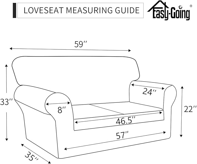 Easy-Going Sofa Slipcover Loveseat Cover Waterproof Couch Cover Washable Sofa Cover for 2 Cushion Couch Non-Slip Fabric Furniture Protector with Pocket for Pets Kids Dog Cat (Loveseat, Grey, Medium)