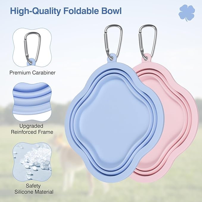 Collapsible Dog Bowls, 2-Pack Dog Water Bowl for Walking Parking Traveling Portable Pet Feeding Bowl, Travel Essentials for Cats and Dogs