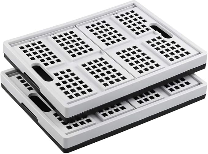 Hespapa 35 Quart Folding Crates, Plastic Collapsible Storage Container Milk Crate Baskets, 2 Packs