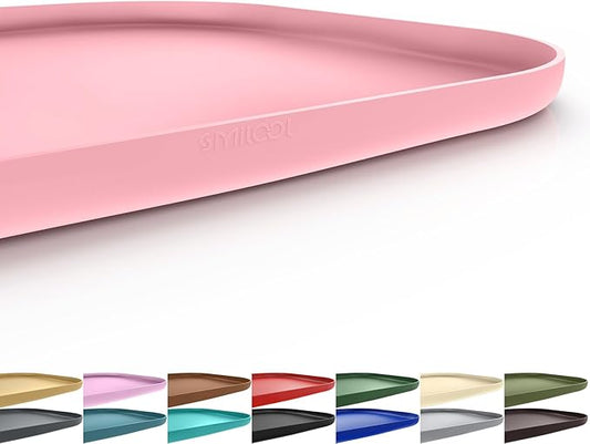 Silicone Pet Food Mat with Raised Edge for Food and Water Bowl, Dog Feeding Mats, Cat Food Trays for Floor Waterproof, Rubber Tray for Dogs and Cats, 24 x 16 x 0.8 Sakura Pink