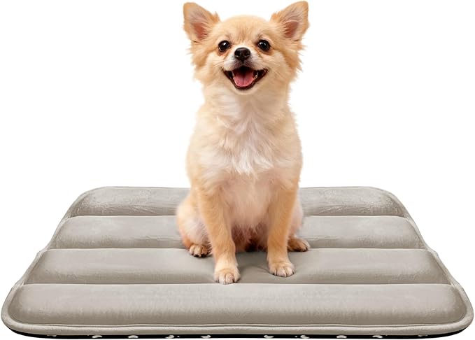 Fogkiss Dog Bed Mat, Reversible Dog Crate Pad with Washable Kennel Mat and Soft Foam, Flat Pet Bed for Dogs & Cats, for Crates Carriers & Travel (Light Brown, 23" L*14" W*1.5" Th)