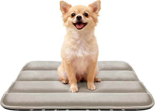 Fogkiss Dog Bed Mat, Reversible Dog Crate Pad with Washable Kennel Mat and Soft Foam, Flat Pet Bed for Dogs & Cats, for Crates Carriers & Travel (Light Brown, 23" L*14" W*1.5" Th)