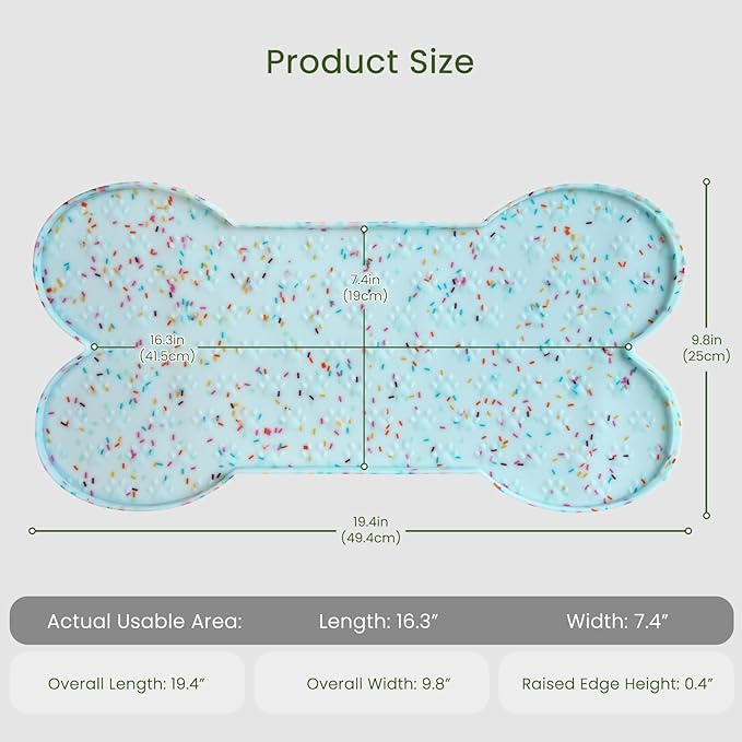 Dog Food Mat Anti-Slip Silicone Dog Bowl Mat Thicker Pet Placemat Waterproof Cat Feeder Pad with Raised Edge Puppy Kitten Feeding Mats Suitable Small Medium-Sized Dogs Cats Eating Tray