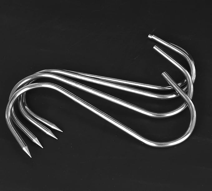 20 pcs 5 Inch Meat Hooks S-Hook, 4mm Stainless Steel Meat Hook for Hanging,Chicken,Hunting,Smoking,Ribs,Fish,Beef,Poultry,Drying BBQ Grill Cooking (20 pcs 5inch Meat Hook)