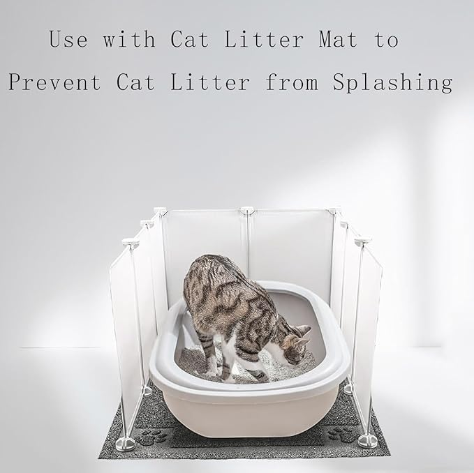 Cat Litter Box Enclosure Splash Guard,DIY Large Pet Litter Box Shields for Open Top Litter Pan.Small Animal Pen for Hamsters, Guinea Pig (Not Include Litter Mat White, X-Large L48''W36''H16'' 16 PCS)