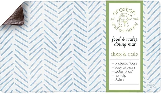 CROXTON & CO. Non-Slip Faux Leather Pet Feeding Mat for Dog Bowls | Large Bowl Mat for Food and Water | Durable, Easy-to-Clean Pet Food Mat for Floors | Size: 16.5"x18"