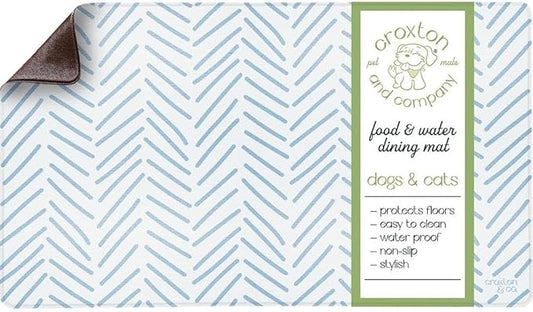 CROXTON & CO. Non-Slip Faux Leather Pet Feeding Mat for Dog Bowls | Large Bowl Mat for Food and Water | Durable, Easy-to-Clean Pet Food Mat for Floors | Size: 16.5"x18"