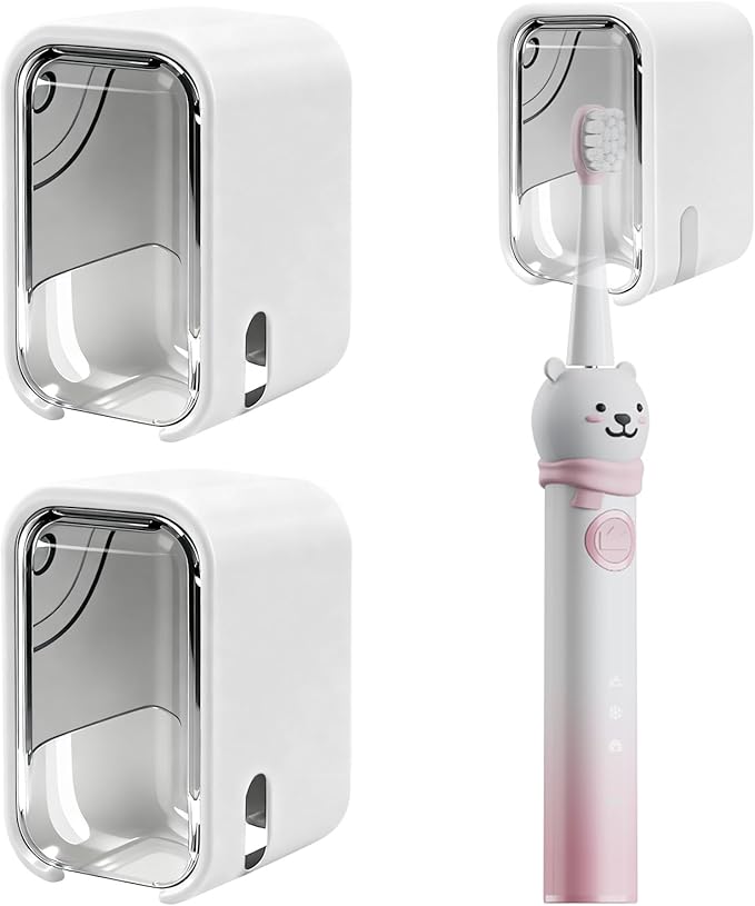 2 Pack Mini Toothbrush Holder Wall Mounted with Cover, Single Slot Toothbrush Storage Organizer for Shower, Compact Toothbrush Holders for Bathroom & Travel, Ideal for Family Tooth Brushes