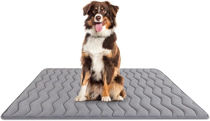 Bubble bear Dog Crate Mat - Upgraded Thick, Ultra Soft, Washable & Anti-Slip Kennel Pad for Small/Medium/Large Dogs, Dark-Hued to Hide Stains (59"x35")
