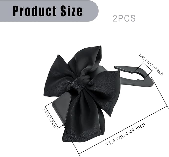 2 PCS Car Seat Headrest Hooks, Cute Bow Purse Hook Hanger for Car Headrest, Universal Purse Holder for Umbrella, Storage Bag, Coat (Black)