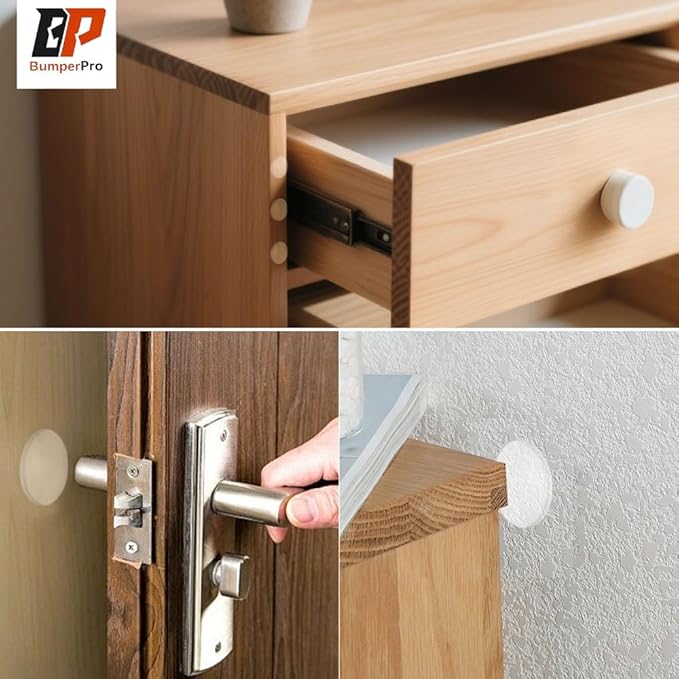 6-Pack Door Stoppers Wall Protector, 2" Self Adhesive Door Bumpers for Wall, Clear Rubber Door Knob Wall Protector, Door Stop Wall, Silicone Door Handle Stoppers for Home & Office