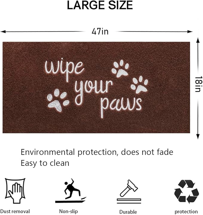 Welcome Large Mats for Front Door Wipe Your Paws Funny Doormat, Durable Natural Rubber Non Slip Back MatDog Mats for Entryway Porch Coffee Mat