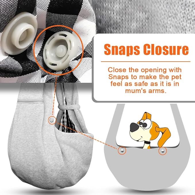 Tomkas Small Dog Sling Carrier - Zipper Pocket & Adjustable Strap - for 3-10 lbs Pets(Gray) Puppy