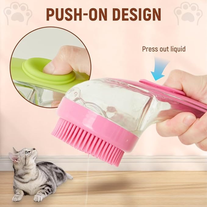 Dog Bath Brush, Pet Grooming Massage Scrubber for Long and Short Hair, 2025 Model (red)