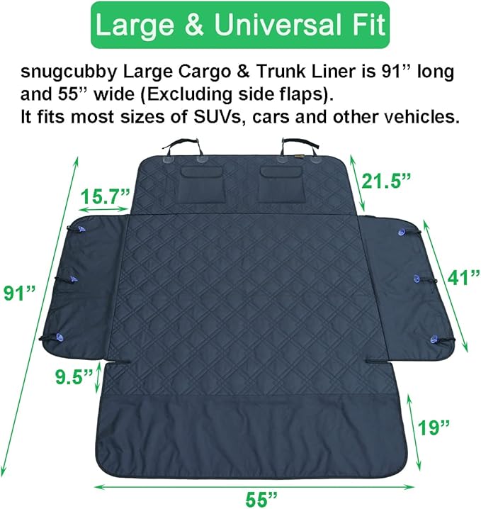 Cargo Liner for Dogs 55"x91" Dog Rear Cargo Liner for SUV Cargo Mats for Back Car Trunk Mat for SUV Dog Trunk Cover with Side Walls