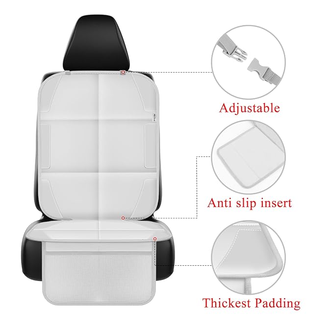 Meolsaek Car Seat Protector for Child Car Seat, Durable 600D Fabric Waterproof Car Seat Cover with Thick Pad Non-Slip Backing (No Imprints)