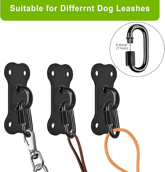 Lifeswell Dog Leash Holder for Wall, Heavy Duty Hook for Lead Management, Easy to Install, Fully Welded Hook for Indoor & Outdoor Use, Black