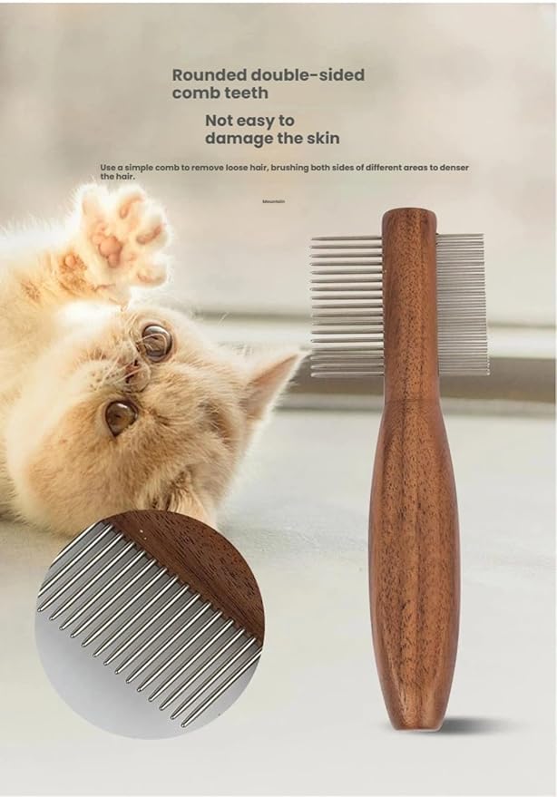 5-Piece Wooden Pet Grooming Kit for Cats & Dogs | Deshedding Brush, Dematting Comb, Massage Comb, Double-Sided Comb & Nail Clipper | Complete Detangling and Shedding Solution