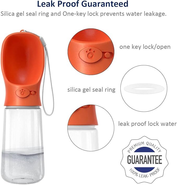 WePet Portable Dog Water Bottle, 19 OZ, Leak Proof Puppy Water Dispenser with Drinking Feeder for Pets Outdoor Walking, Hiking, Travel, Food Grade Plastic