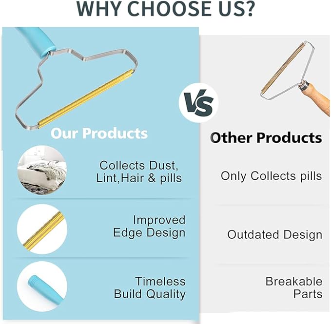 Pet Hair Removal Tool,Cleaner Pro Pet Hair Remover,Fabric Shaver by BSIWWO,Pet Hair Remover for Couch,Lint Shaver,Carpet Rake,Dog Hair Remover and Cat Hair Remover(2pack-Blue)