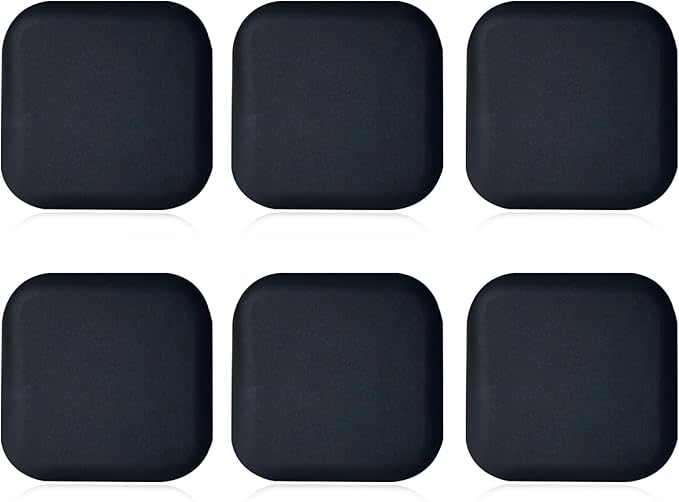 6 Pcs Square Door Stoppers Wall Protectors, Self Adhesive Door Stopper Silicone Bumper, Wall Guards Behind Door Handle Protector for Shower Bedroom Door Knob (Black)