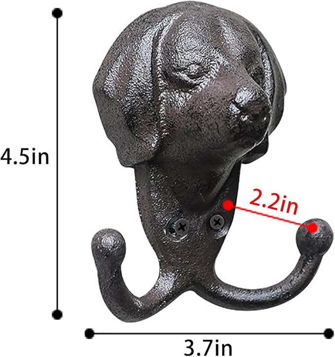 1 Pack Cast Iron Hook,Dog Themed Wall Hooks,Cast Iron Animals,Animal Dog Head,Coat Hooks for Wall,Key Hanger