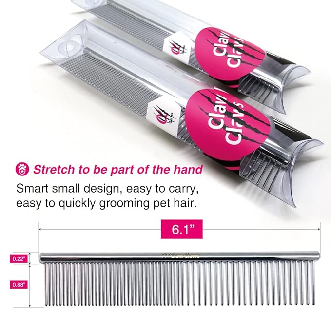 Claw Claws Cat Combs with Rounded Teeth, Removing Tangles and Knots, Quality Chrome Plated Thinner Round Spine Comb, Great Hand Feel and is NOT Easy to Rust, Exquisite and easy to carry