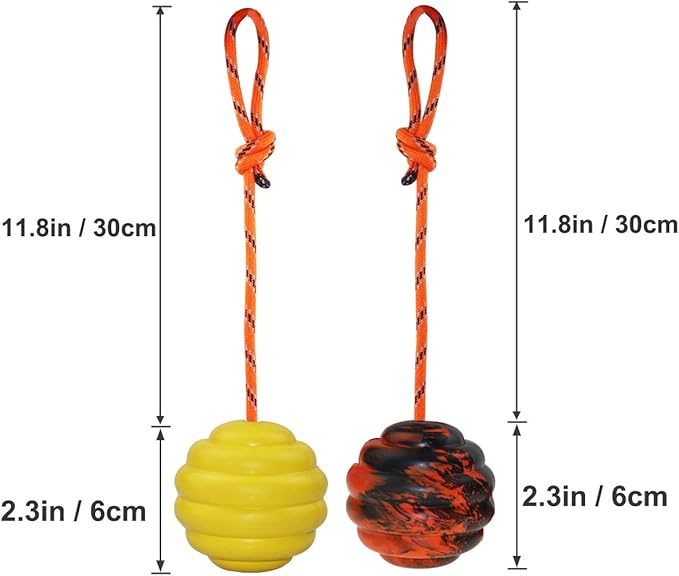 K9 Training Ball with Rope, Exercise and Reward Toy for Dogs - Indestructible Dog Toy Ball with Handle for Training Pull, Throw, Tug - Belgian Malinois Gifts