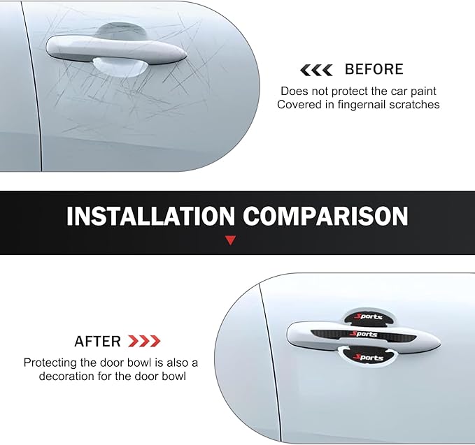 8PCS Car Door Protector, Sports Car Door Handle Scratch Protector, Door Handle Bowl Sticker, Doors Handle Protection Accessories, Universal for Most Car, SUV, Truck