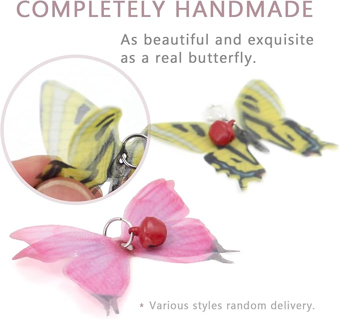 SONGWAY Cat Butterfly Toys - 13 Pieces Cat Toy Set with Retractable Wand and Butterfly Toy Replacement with Bell, Interactive Toys for Indoor Cats Kittens