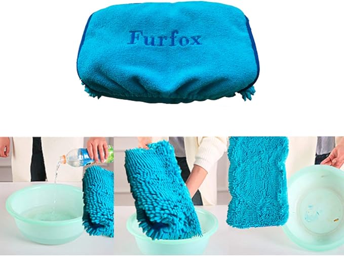 Furfox Absorbent Dog Towel, Microfiber Quick Drying Towel Machine Washable with Hand Pockets - Medium Large Dog 35 x 15'