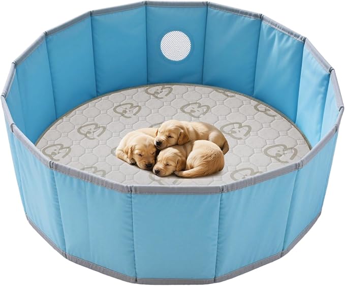 FXW Washable Pee Pads for Dogs, Leak-Proof & Non-Slip, Specifically Designed for Whelping Box, 32" Round, Khaki, 1 Pack