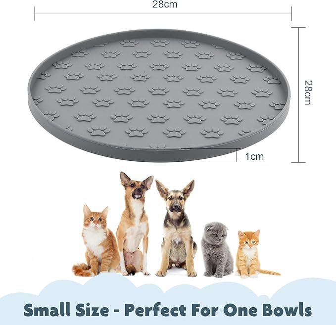 SUNLAND Silicone Pet Feeding Mats for Food and Water Pet Placemat for Dog and Cat Waterproof Non-Slip Feeding Bowl Mat Raised Edge Prevents Residue from Spilling onto The Floor Pets Accessories
